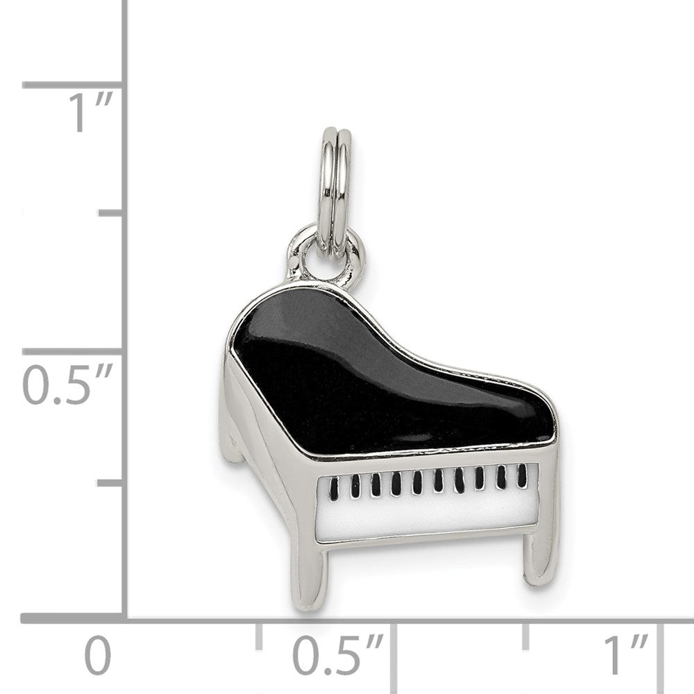 Sterling Silver Rhodium-plated Enameled Piano Charm QC4776