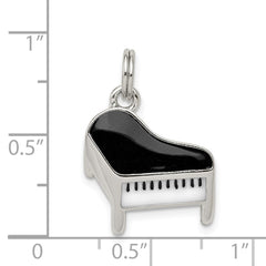 Sterling Silver Rhodium-plated Enameled Piano Charm QC4776
