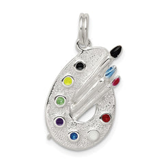 Sterling Silver Rhodium-plated Enameled Painting Palette Charm QC4780