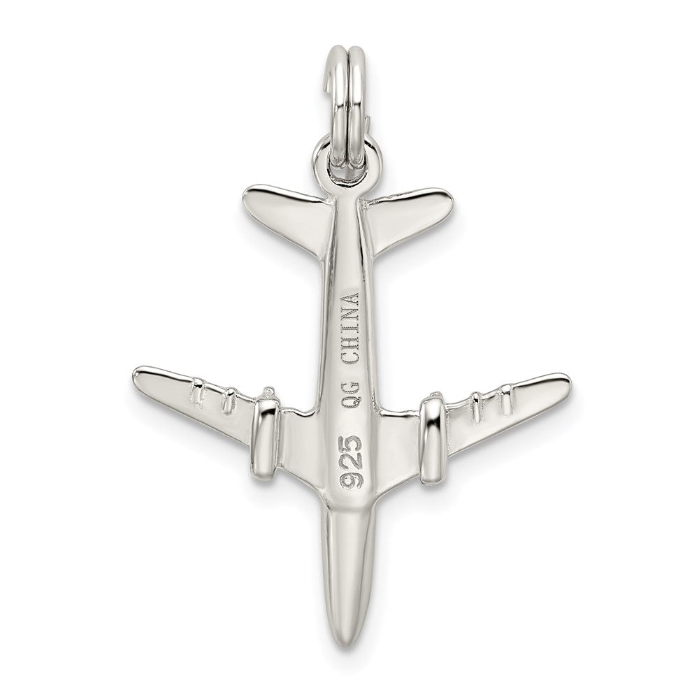 Sterling Silver Rhodium-plated Airplane Charm QC4791