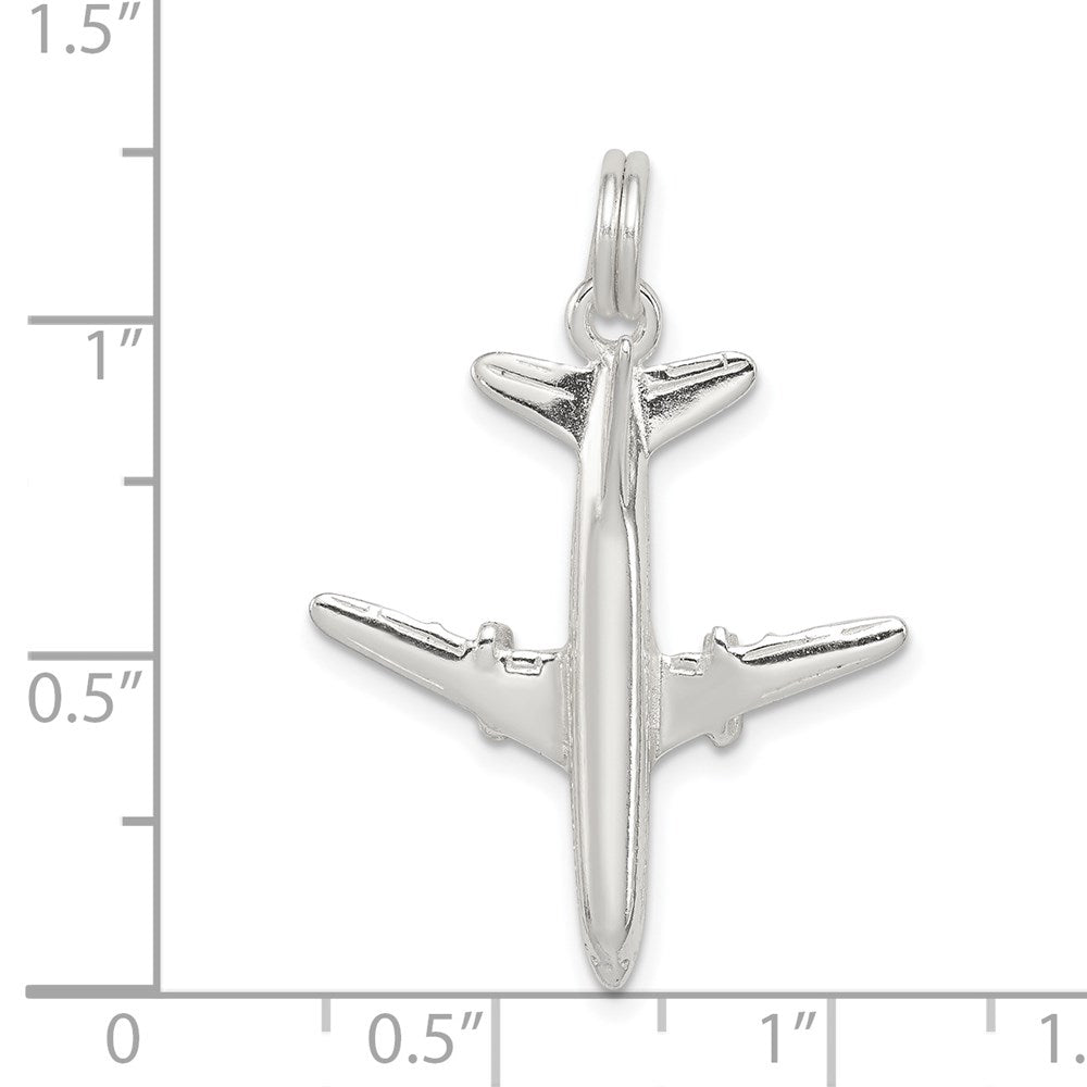 Sterling Silver Rhodium-plated Airplane Charm QC4791