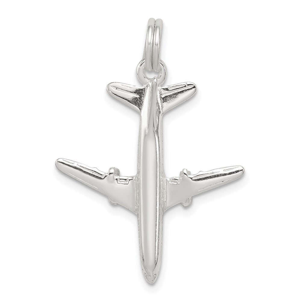Sterling Silver Rhodium-plated Airplane Charm QC4791