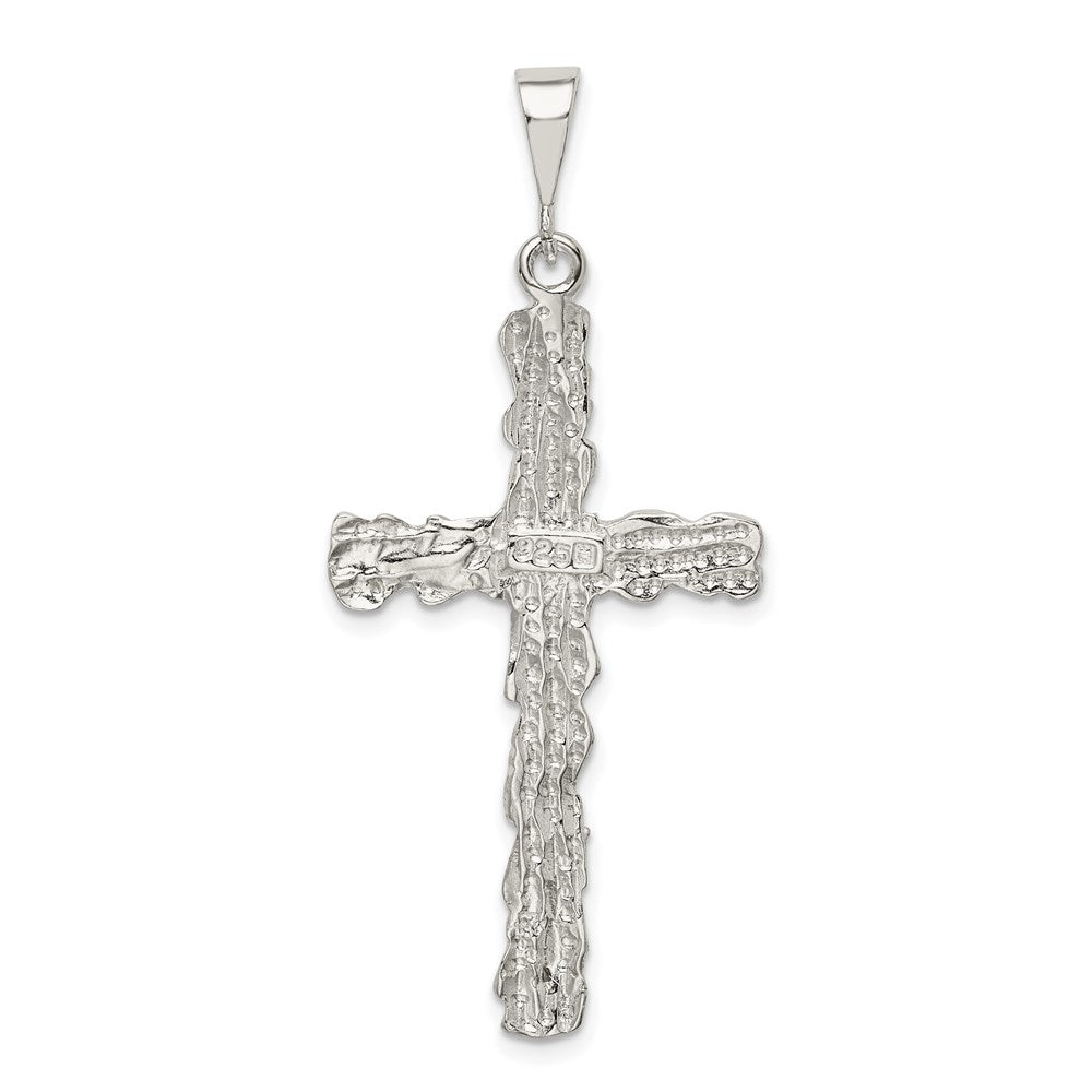 Sterling Silver Diamond -Cut Cross Pendant QC480