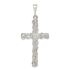Sterling Silver Diamond -Cut Cross Pendant QC480
