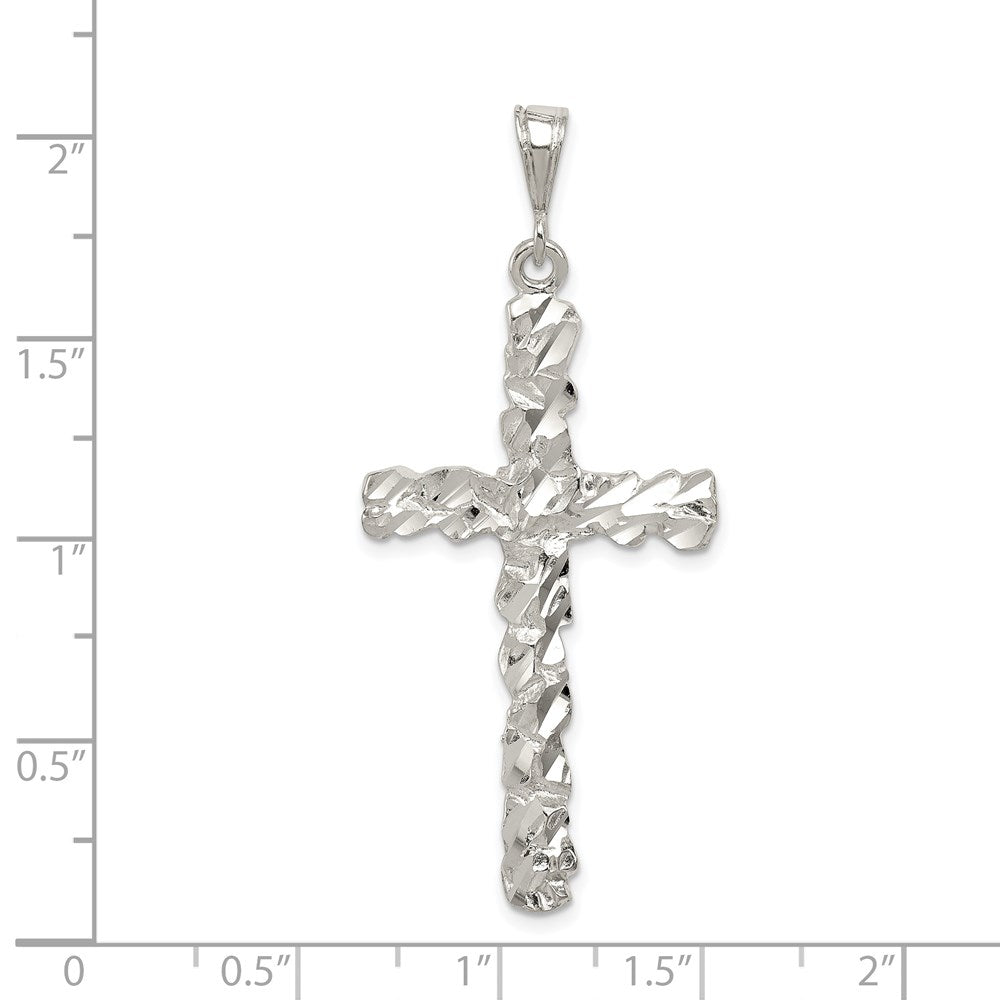 Sterling Silver Diamond -Cut Cross Pendant QC480