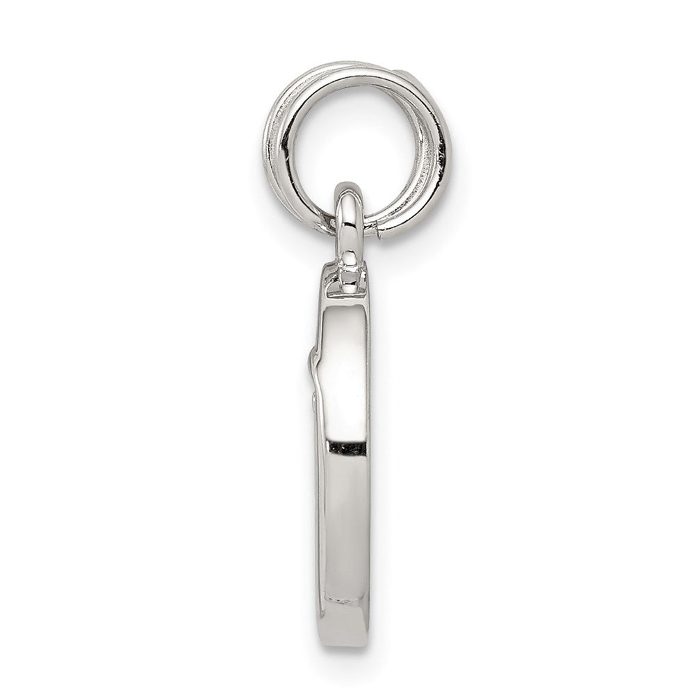 Sterling Silver Rhodium-plated Enameled and CZ Moon and Star Charm QC4806