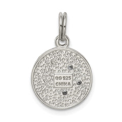 Sterling Silver Rhodium-plated Enameled and CZ Moon and Star Charm QC4806