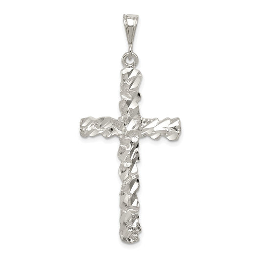 Sterling Silver Diamond -Cut Cross Pendant QC480