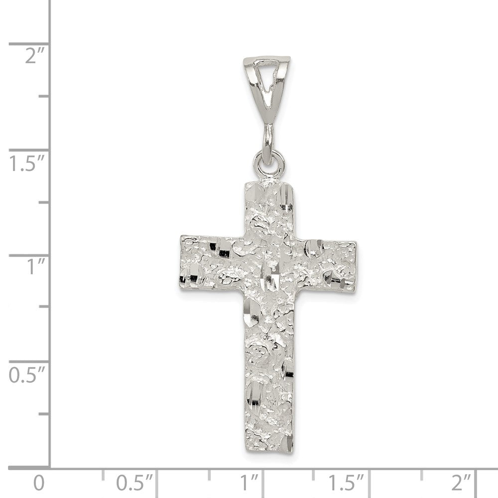 Sterling Silver Nugget Cross Pendant QC484