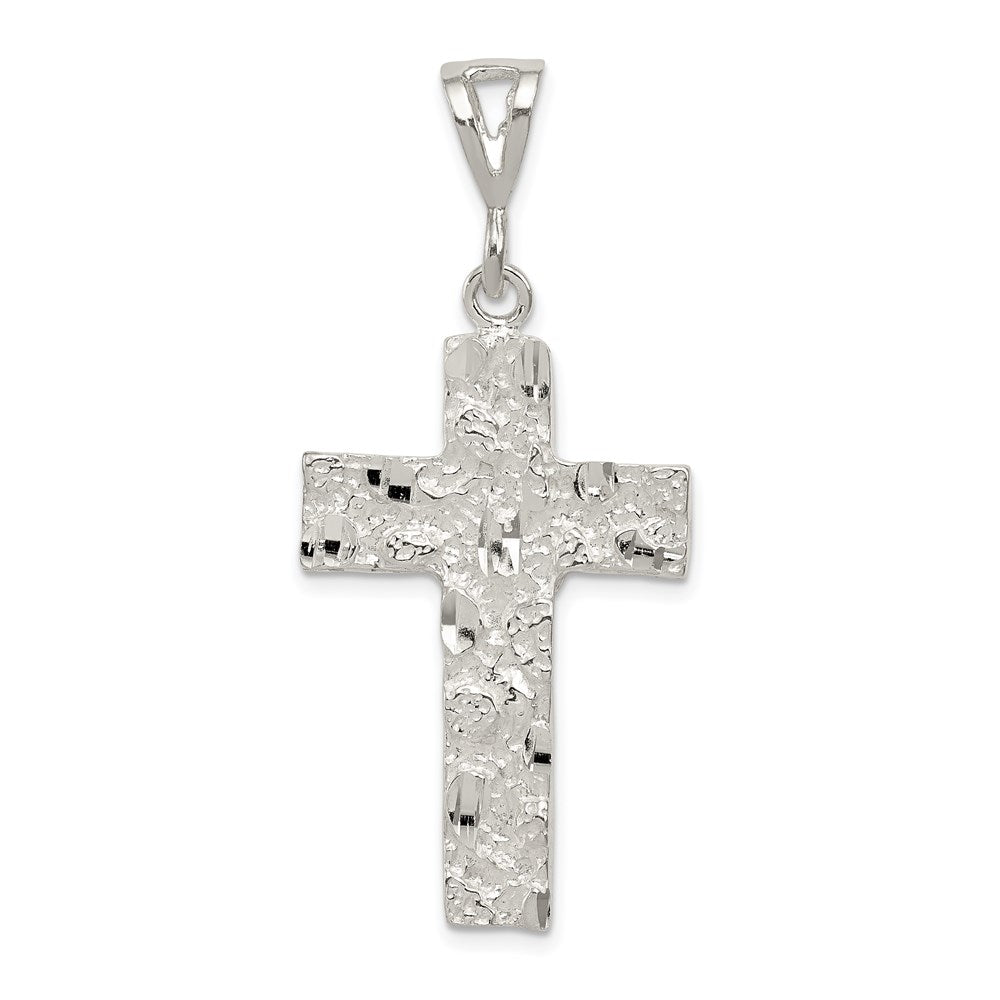 Sterling Silver Nugget Cross Pendant QC484