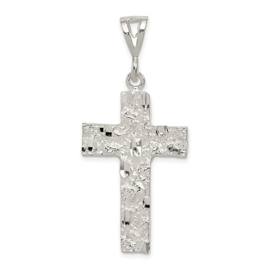 Sterling Silver Nugget Cross Pendant QC484