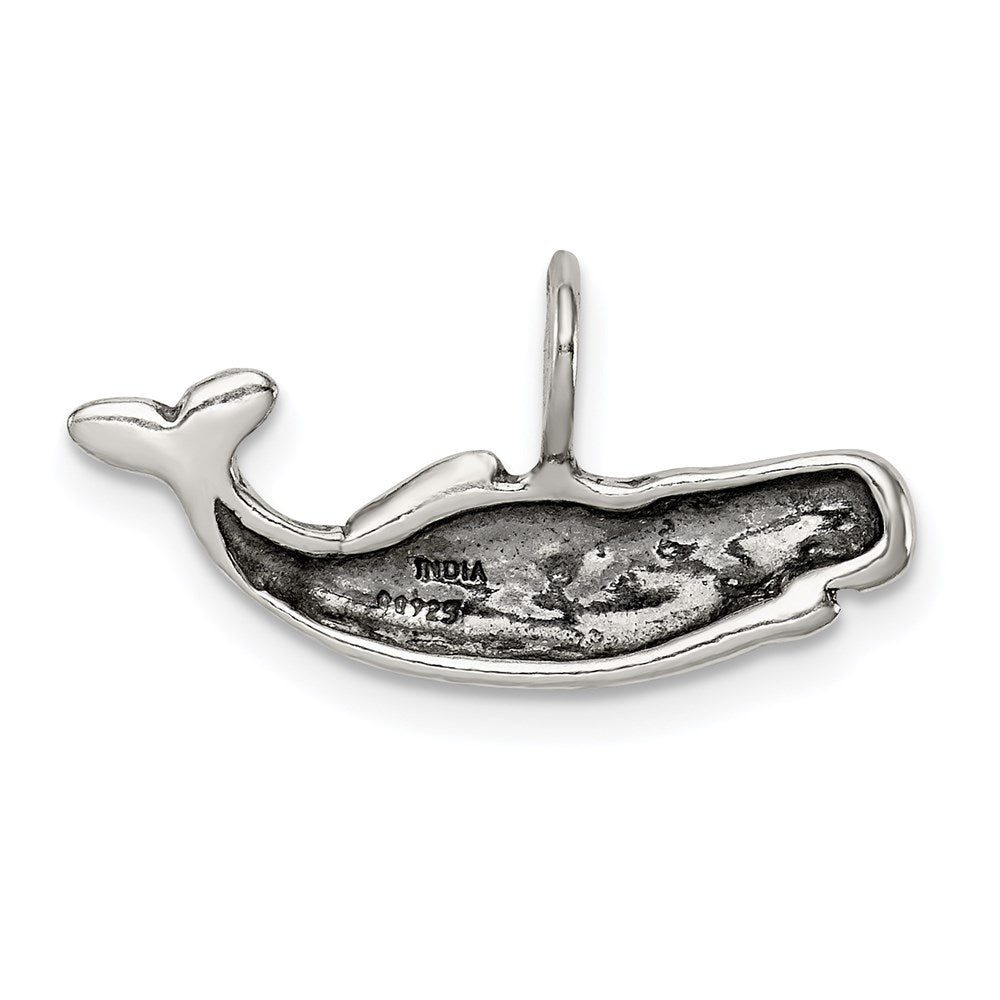 Sterling Silver Antiqued Blue Whale Pendant QC4867