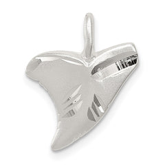 Sterling Silver Diamond Cut Shark Tooth Pendant QC4880