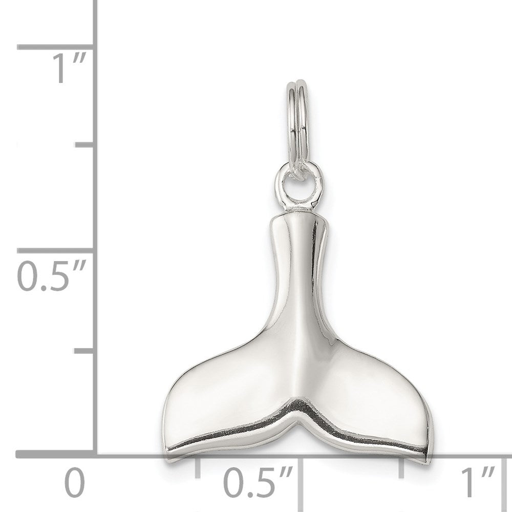 Sterling Silver Rhodium-plated Whale Tail Charm QC4884