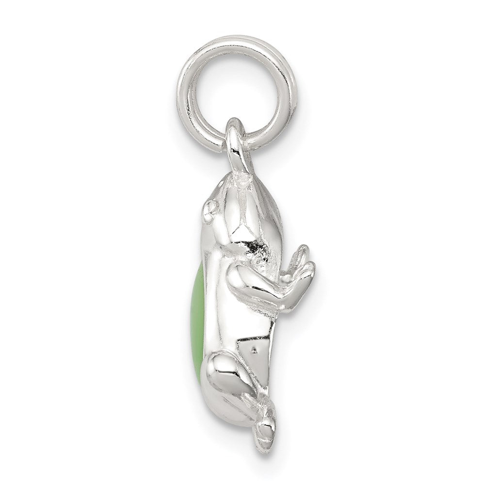Sterling Silver Green Cats Eye Frog Charm QC4887