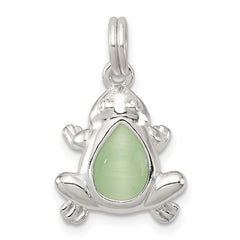 Sterling Silver Green Cats Eye Frog Charm QC4887
