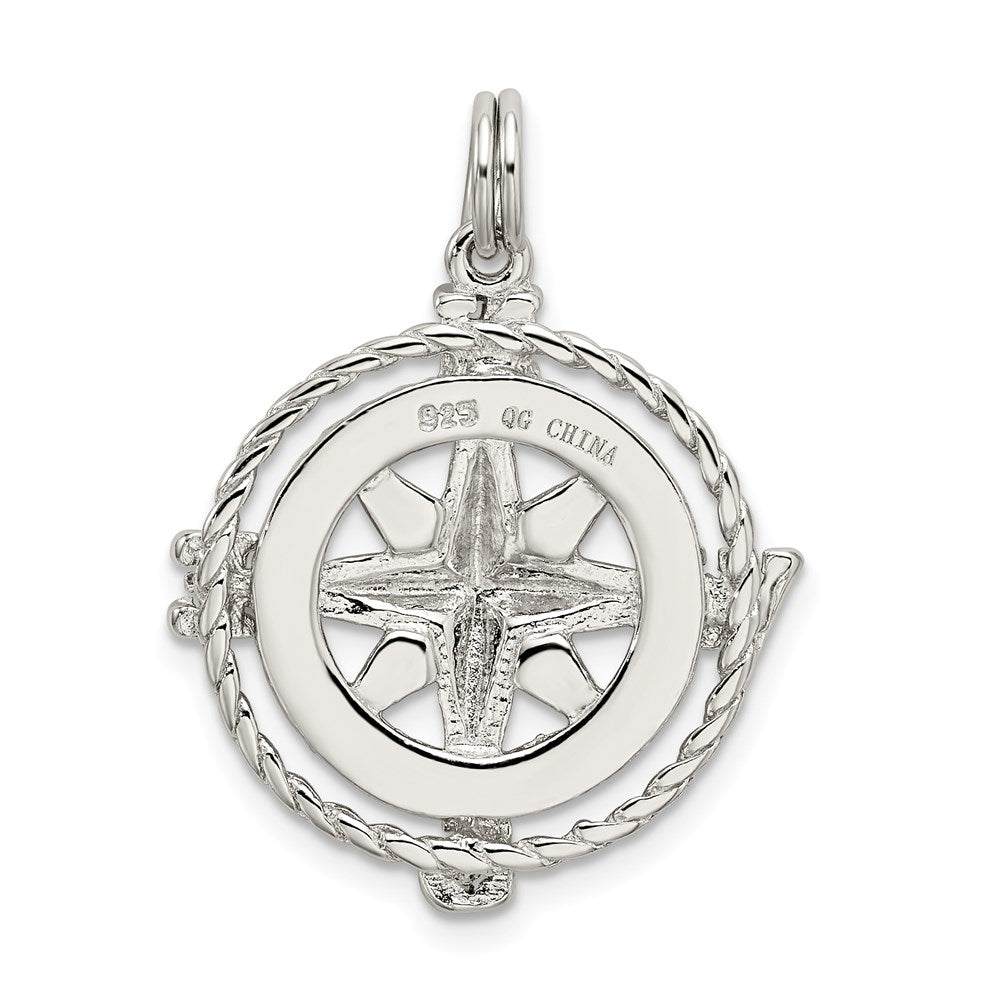 Sterling Silver Rhodium-plated Compass Charm QC4964