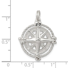 Sterling Silver Rhodium-plated Compass Charm QC4964