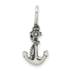 Sterling Silver Antiqued Anchor and Rope Pendant QC4970