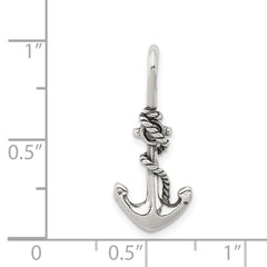 Sterling Silver Antiqued Anchor and Rope Pendant QC4970