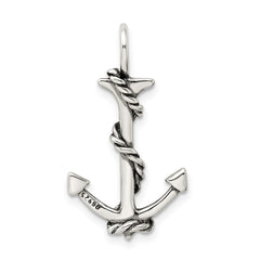 Sterling Silver 3D Antiqued Anchor and Rope Pendant QC4971