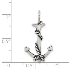Sterling Silver 3D Antiqued Anchor and Rope Pendant QC4971