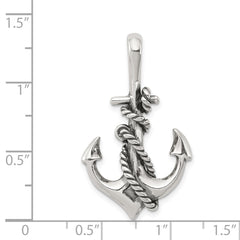 Sterling Silver Antiqued Anchor and Rope Pendant QC4972