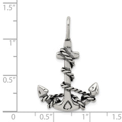 Sterling Silver 3D Antiqued Anchor and Rope Pendant QC4977