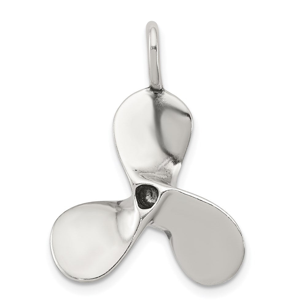 Sterling Silver 3D Antiqued Large Boat Propeller Charm QC4980