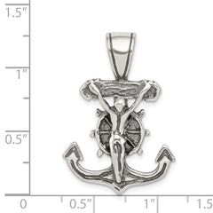 Sterling Silver Antiqued Mariner's Crucifix Pendant QC4981