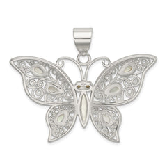 Sterling Silver Filigree Fancy Mother of Pearl Butterfly Pendant QC5004