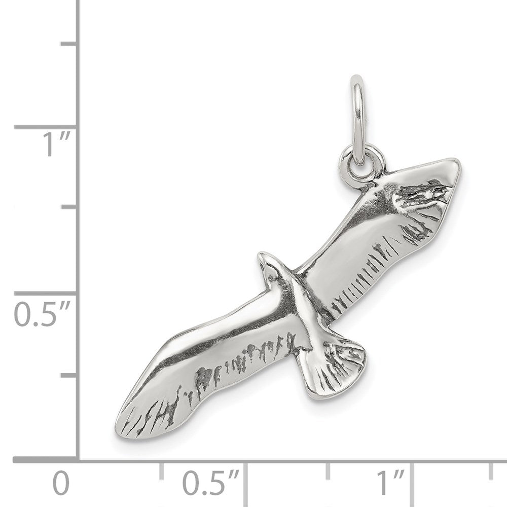 Sterling Silver Antiqued Wing Spread Seagull Charm QC5010