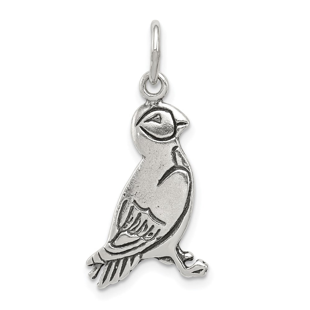 Sterling Silver Antiqued Puffin Charm QC5012