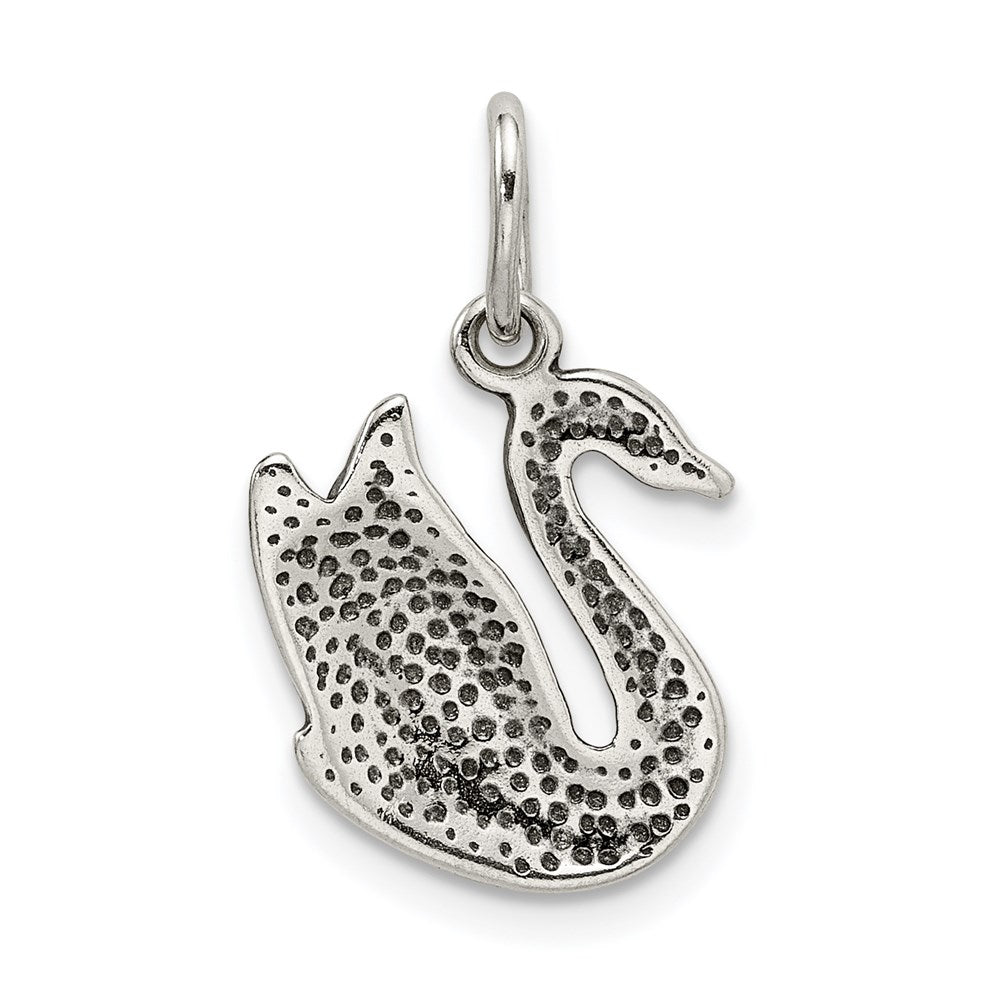 Sterling Silver Antiqued Swan Charm QC5013