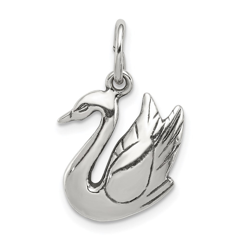 Sterling Silver Antiqued Swan Charm QC5013