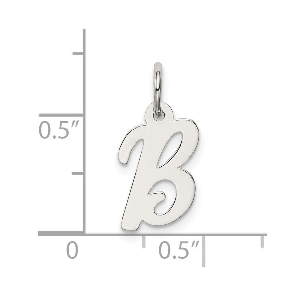 Sterling Silver Rhodium-plated Script Letter B Initial Charm QC5080B