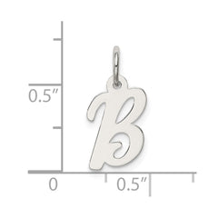 Sterling Silver Rhodium-plated Script Letter B Initial Charm QC5080B