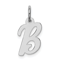 Sterling Silver Rhodium-plated Script Letter B Initial Charm QC5080B