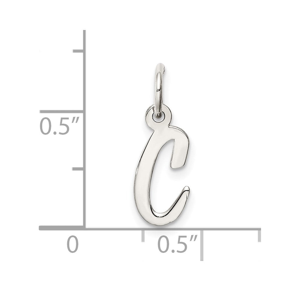Sterling Silver Rhodium-plated Script Letter C Initial Charm QC5080C