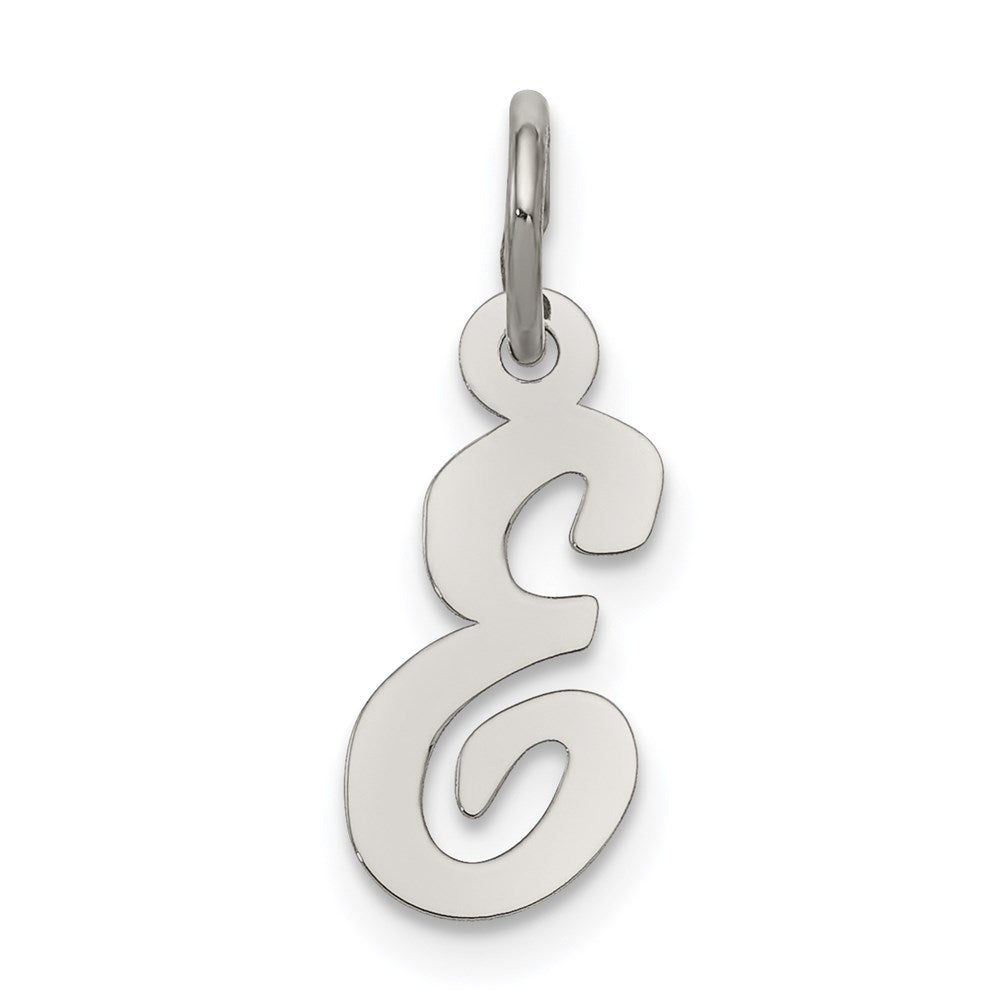 Sterling Silver Rhodium-plated Script Letter E Initial Charm QC5080E