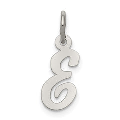 Sterling Silver Rhodium-plated Script Letter E Initial Charm QC5080E