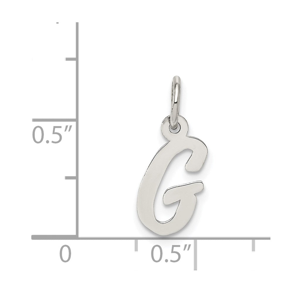 Sterling Silver Rhodium-plated Script Letter G Initial Charm QC5080G