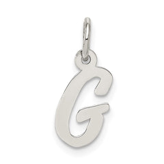 Sterling Silver Rhodium-plated Script Letter G Initial Charm QC5080G
