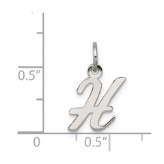 Sterling Silver Rhodium-plated Script Letter H Initial Charm QC5080H