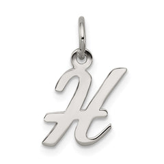Sterling Silver Rhodium-plated Script Letter H Initial Charm QC5080H