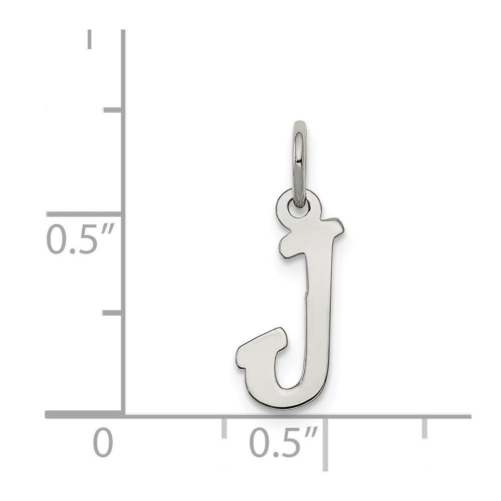 Sterling Silver Rhodium-plated Script Letter J Initial Charm QC5080J