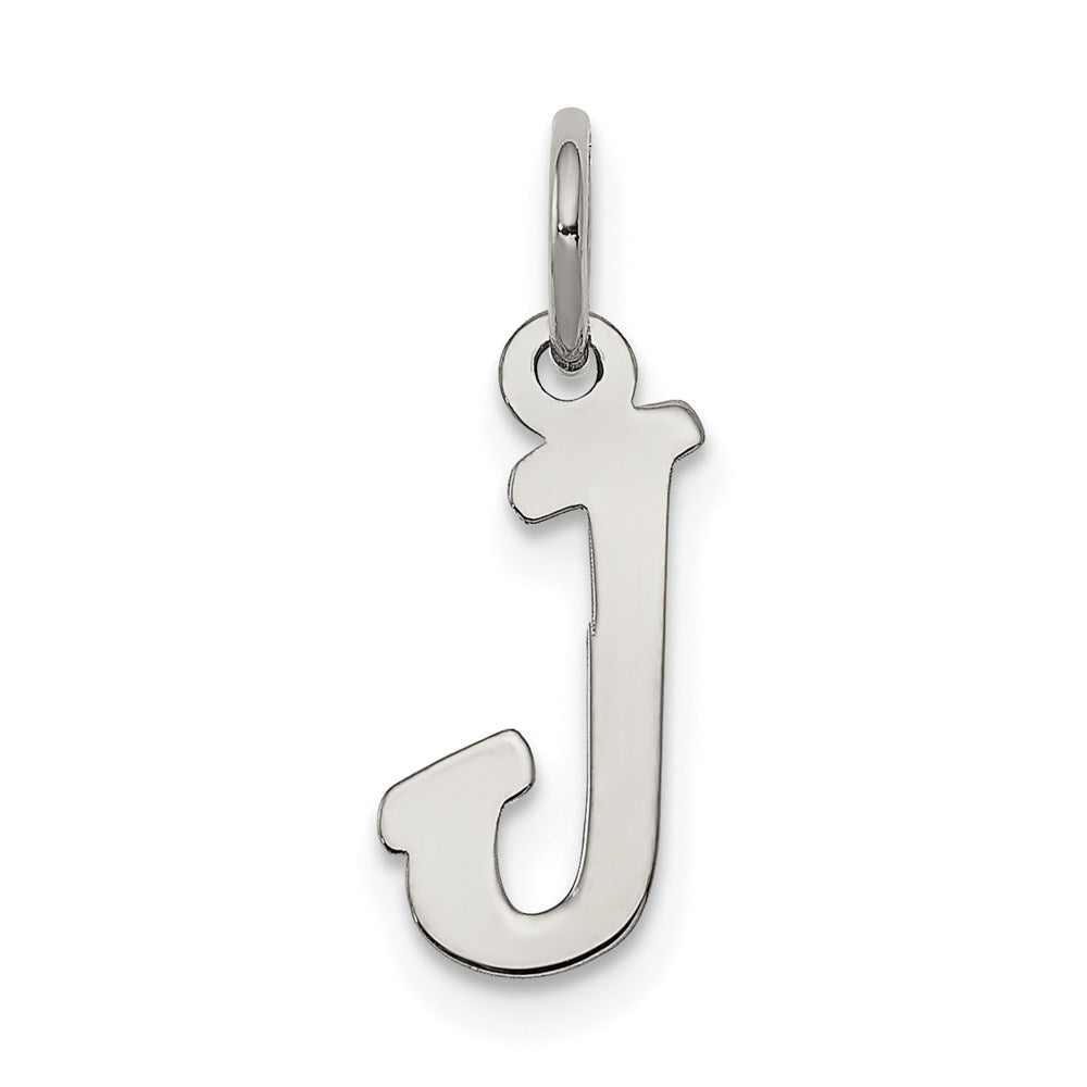 Sterling Silver Rhodium-plated Script Letter J Initial Charm QC5080J