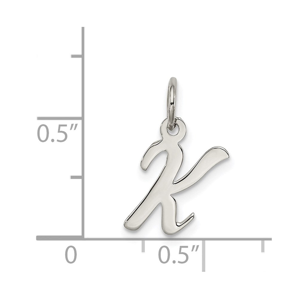 Sterling Silver Rhodium-plated Script Letter K Initial Charm QC5080K