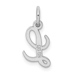 Sterling Silver Rhodium-plated Script Letter L Initial Charm QC5080L