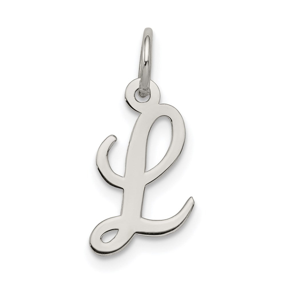 Sterling Silver Rhodium-plated Script Letter L Initial Charm QC5080L